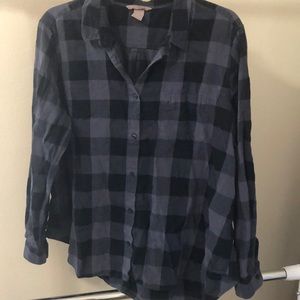 Long sleeve blue and black flannel